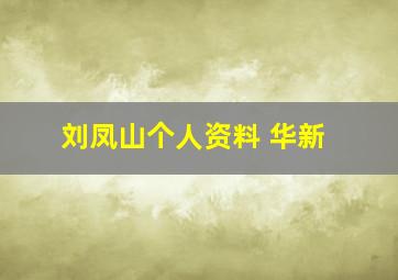 刘凤山个人资料 华新